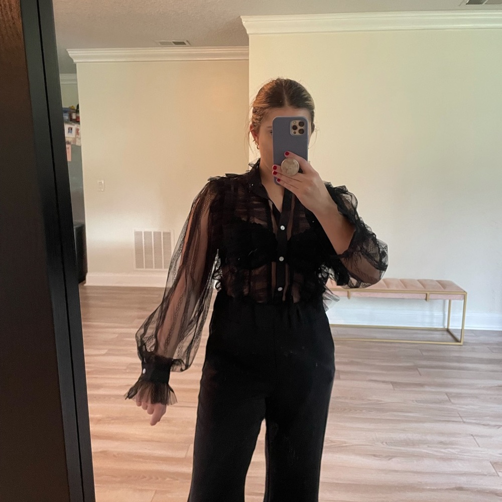 Black sheer lace blouse from shein never worn